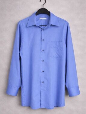Geoffrey Beene Blue Dress Shirt Medium 15.5 32/33 Wrinkle Free